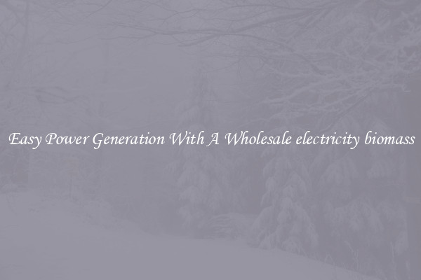 Easy Power Generation With A Wholesale electricity biomass